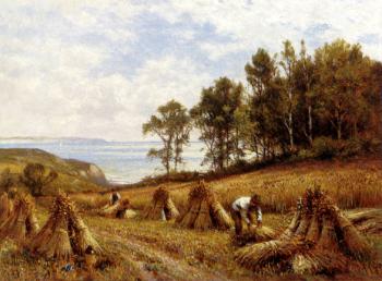 Alfred Glendening : In The Cornfields Near Luccombe Isle Of Wight